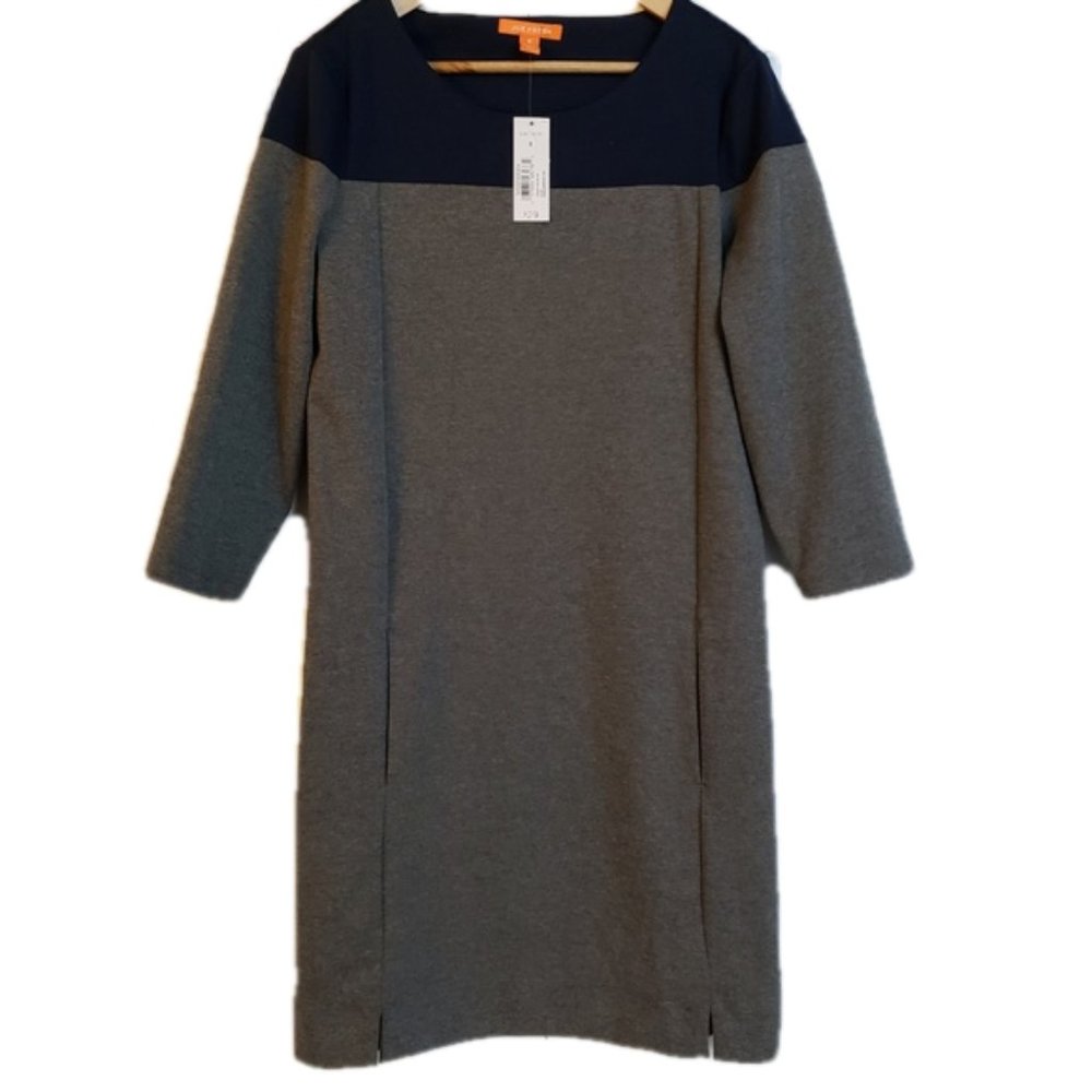 JOE FRESH NWT Gray w/ Blue Dress 3/4 Sleeve 8
